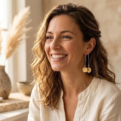 Stef dans son atelier de bijoux artisanaux en Provence