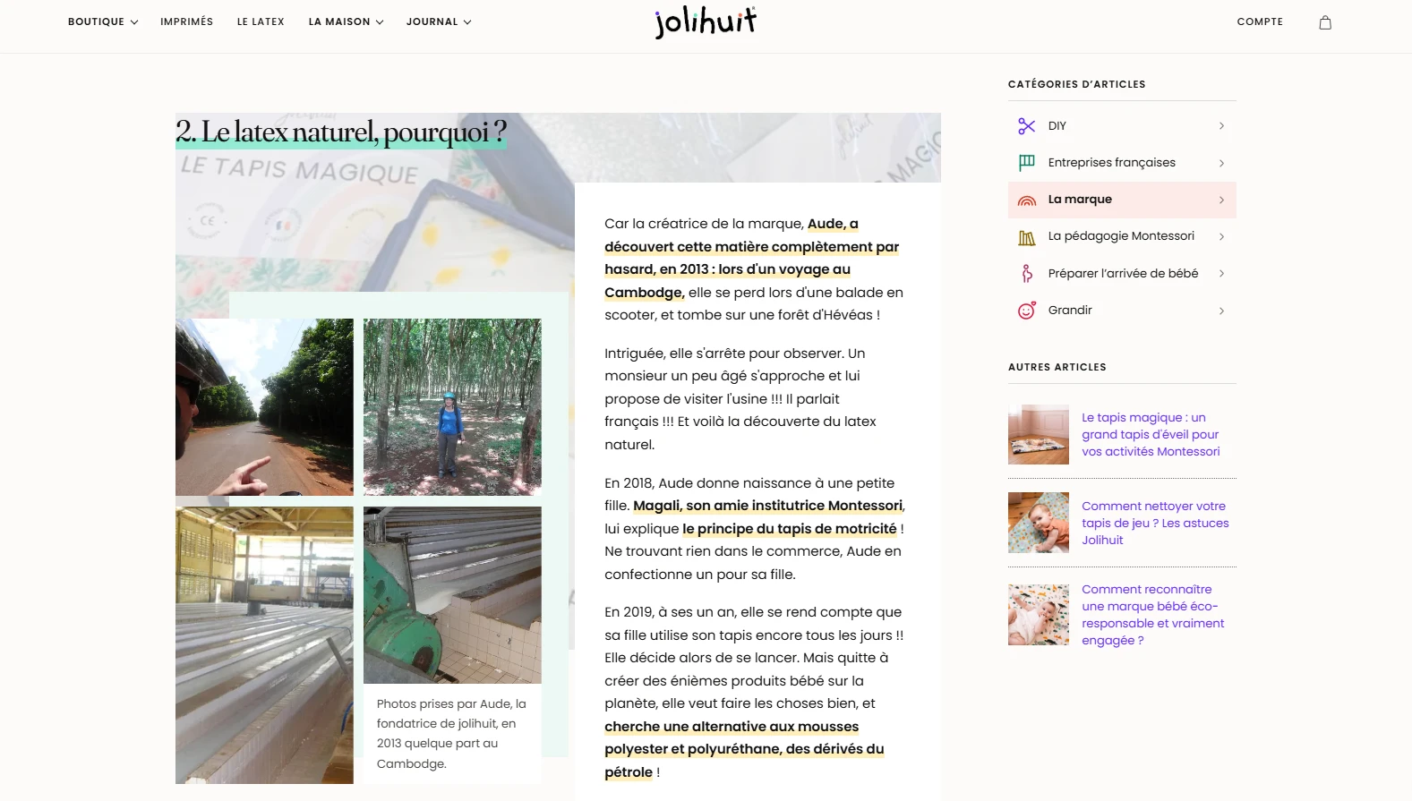 Le latex naturel de Jolihuit