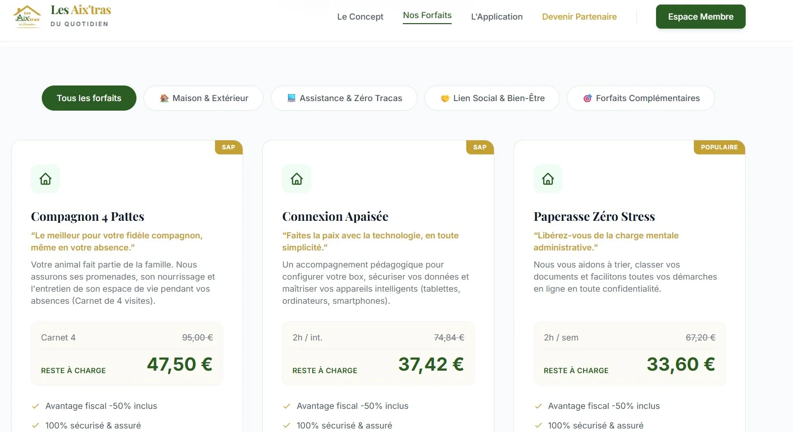 Catalogue de forfaits SAP, Les Aixtras du Quotidien