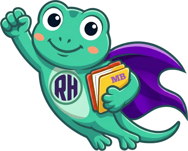 Mascotte Mon Bureau RH en vol, poing levé